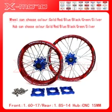 15 мм передняя 1,60-17 задняя 1,85-14 дюймов обод колеса из сплава с ЧПУ ступица для KAYO HR-160cc TY150CC Dirt Pit bike 14/17 дюймов красное колесо