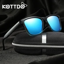 KOTTDO, модные мужские поляризованные солнцезащитные очки для женщин, черная оправа, мужские Квадратные ретро очки, брендовые солнцезащитные очки UV400