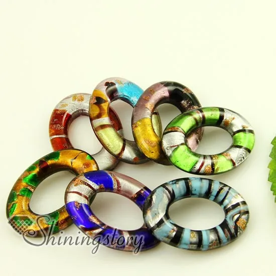 

Foil oval Italian venetian lampwork blown murano glass pendants for necklaces jewelry cheap fashion jewellery