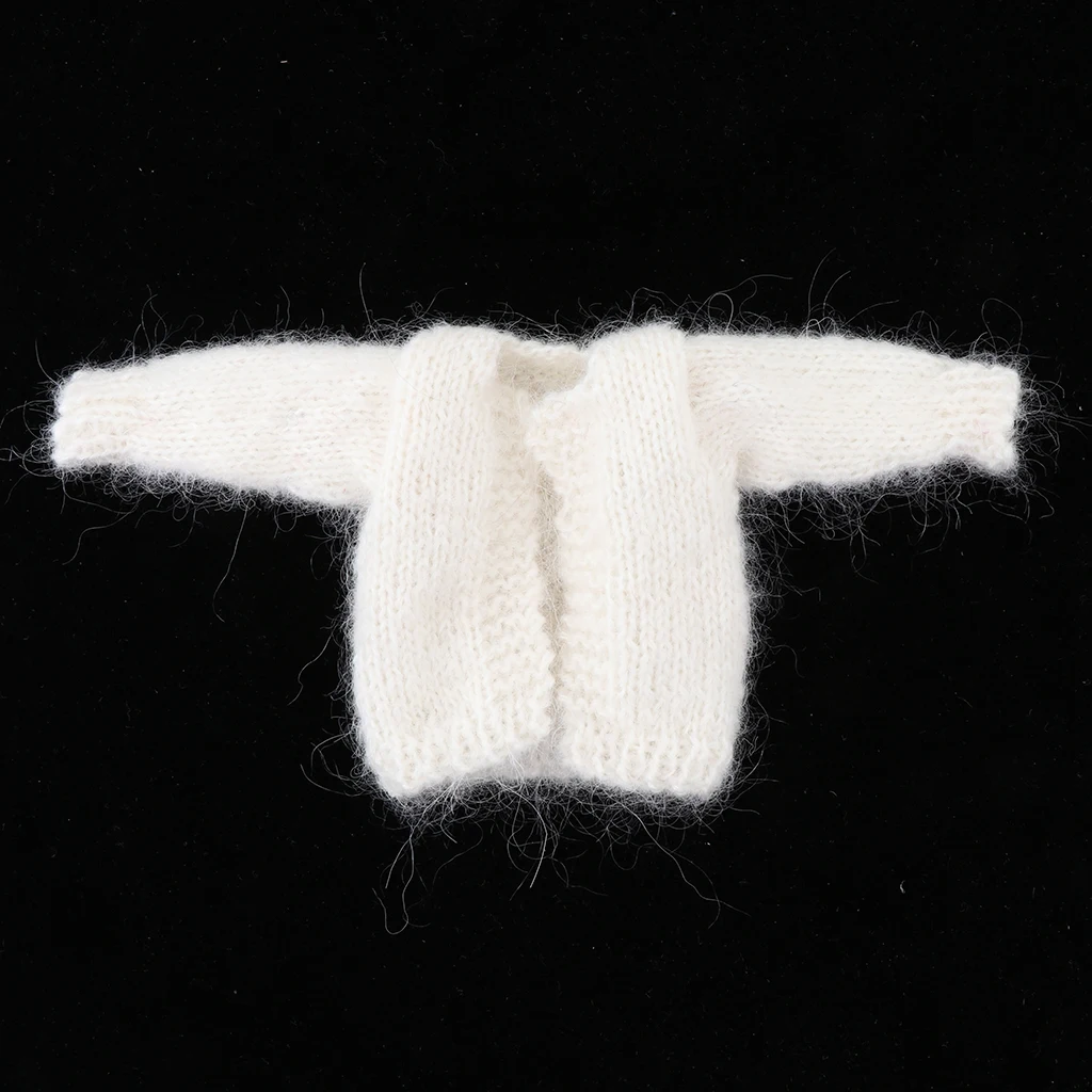 

1/6 Doll Outfit Handmade Knitted Cardigan Sweater Clothes for BJD Dolls DIY Change Clothes Supplies (White)