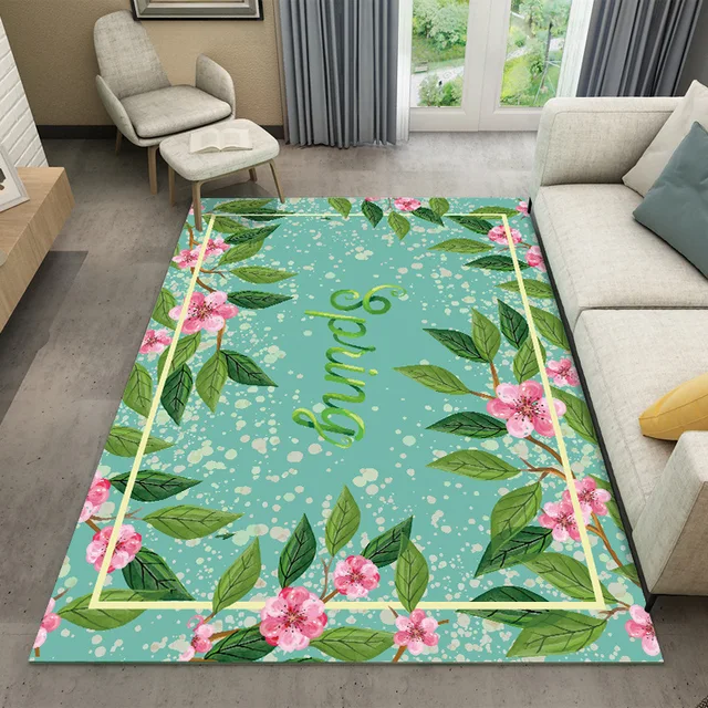 Green Flower Carpet Home Decor Bedroom Kids Room Sofa Green Flower Carpet Home Decor Bedroom Kids Room Sofa Coffee Table Rugs Study Floor Soft Fashion Mat