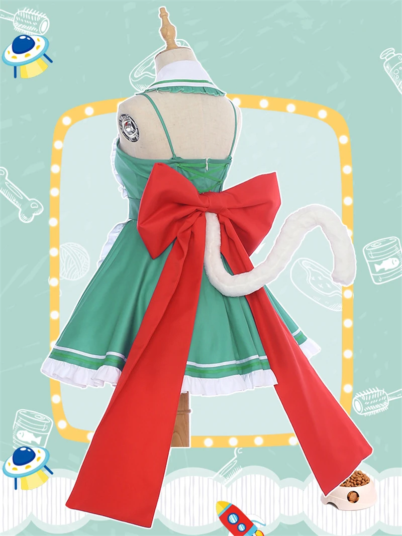 My Hero Academia Izuku Midoriya Deku Cafe Maid Cosplay Costume for Women - Anime Cosplay Dress with Cat Ears image 3
