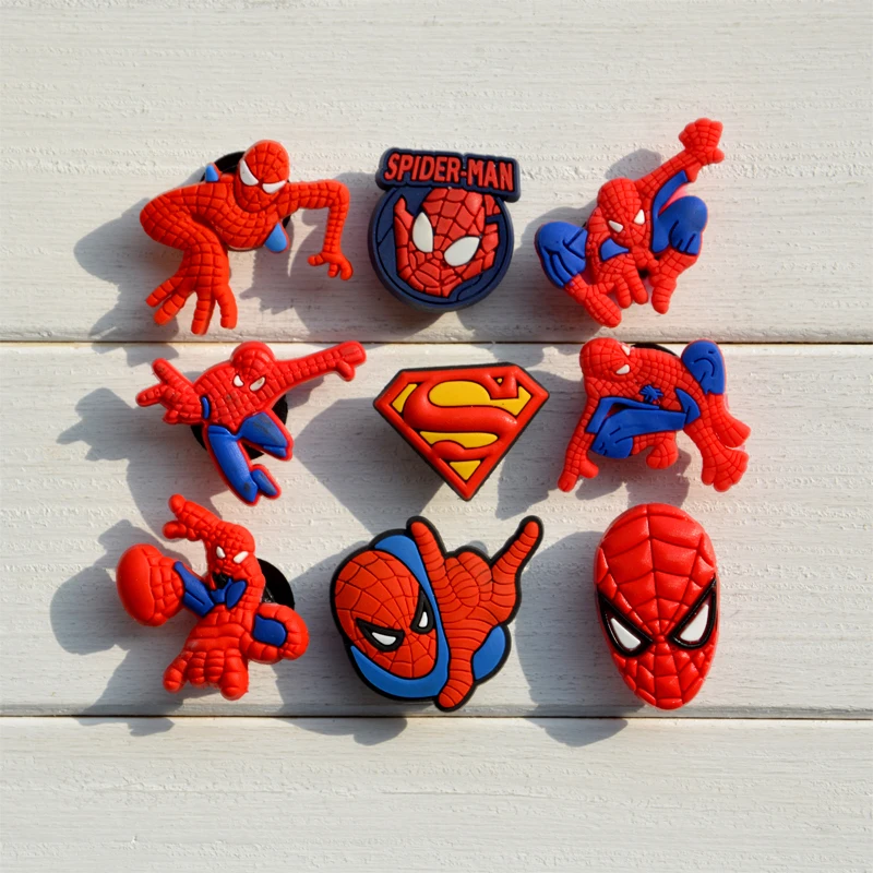 

5pcs/lot Spider Man PVC Shoe Charms Shoe accessories Shoe decoration Shoe Buckles Accessories Fit Bands Bracelets Croc JIBZ