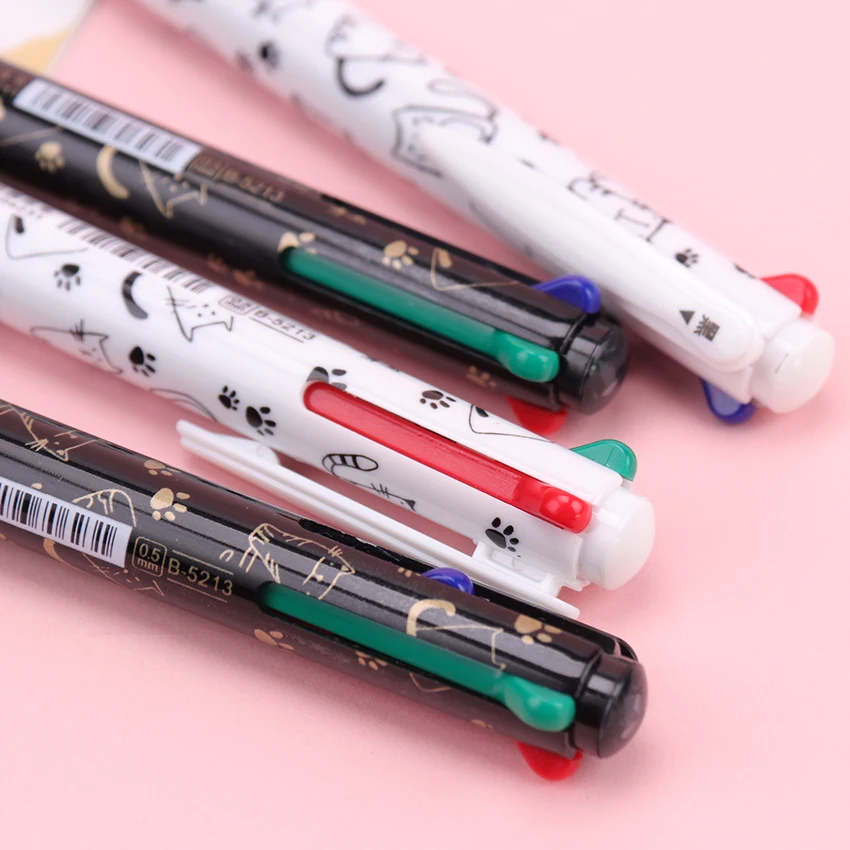 4 в 1 Четырехцветная цветная шариковая ручка гладкая и красивая шариковая ручка школьные офисные принадлежности для письма студентов