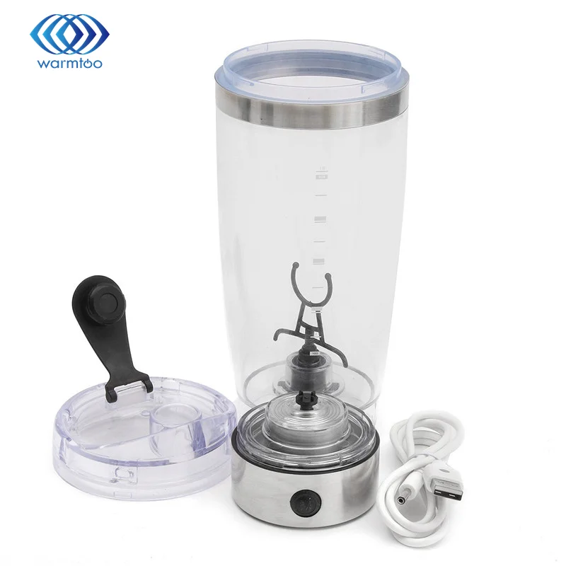 

Durable 600ML Plastic+Stainless Stain Portable HandHeld Cocktail Coffee Protein Shaker Tornado Food Mixer Cup Bottle Juicer
