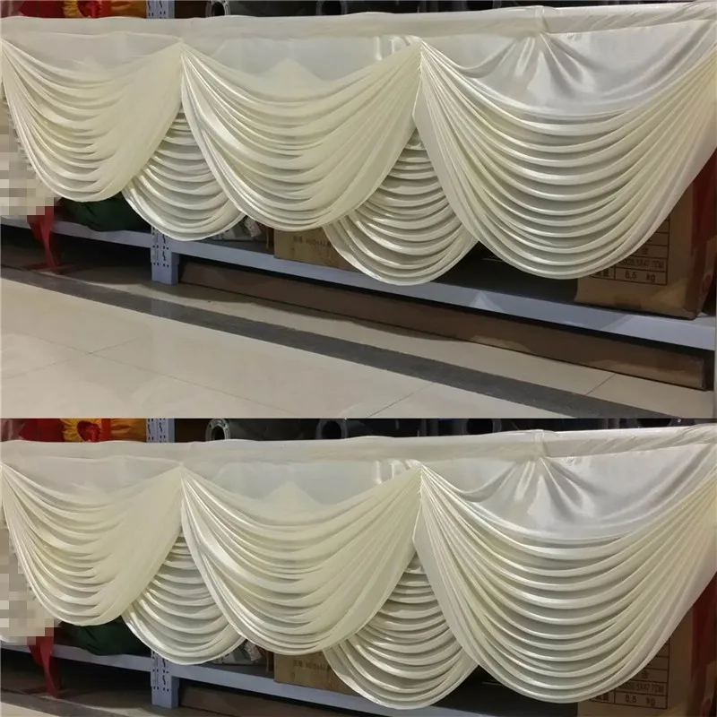 Luxury double layer ice silk fabric wedding swag curtain backdrop for table skirt drops party banquet birthday decoration | Дом и сад