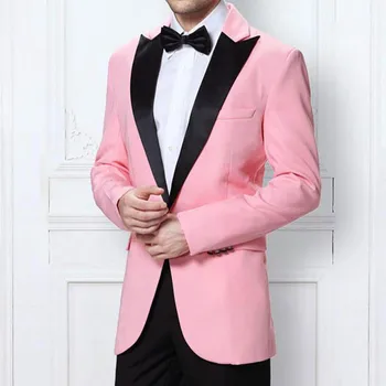 

Pink Mens Wedding Suit Slim Fit Groom Suit Jacket+Pants 2 Pieces Custom Made Wedding Tuxedo Groomsmen Best Man Suit