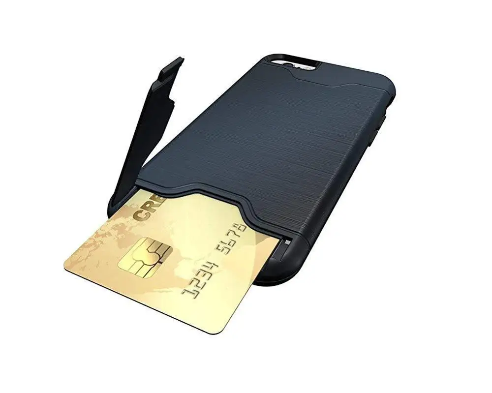 

LSDI phone case for iPhone 7 6 6s 8 Plus x xs xr xsmax case Hybrid Wire Drawing Shockproof Armor Case TPU+PC Card Slot Holder