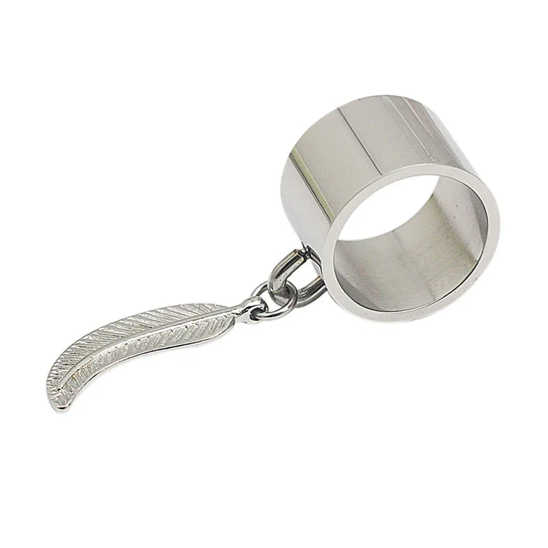 Сталь длинный серебряный кулон лист перо очарование кольцо новое поступление