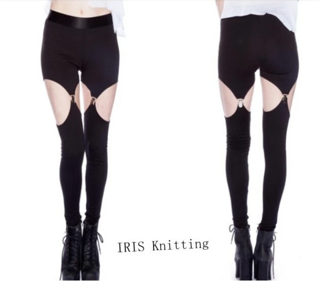 2016 New Fashion Matte Black Suspenders Leggings Women's Leather