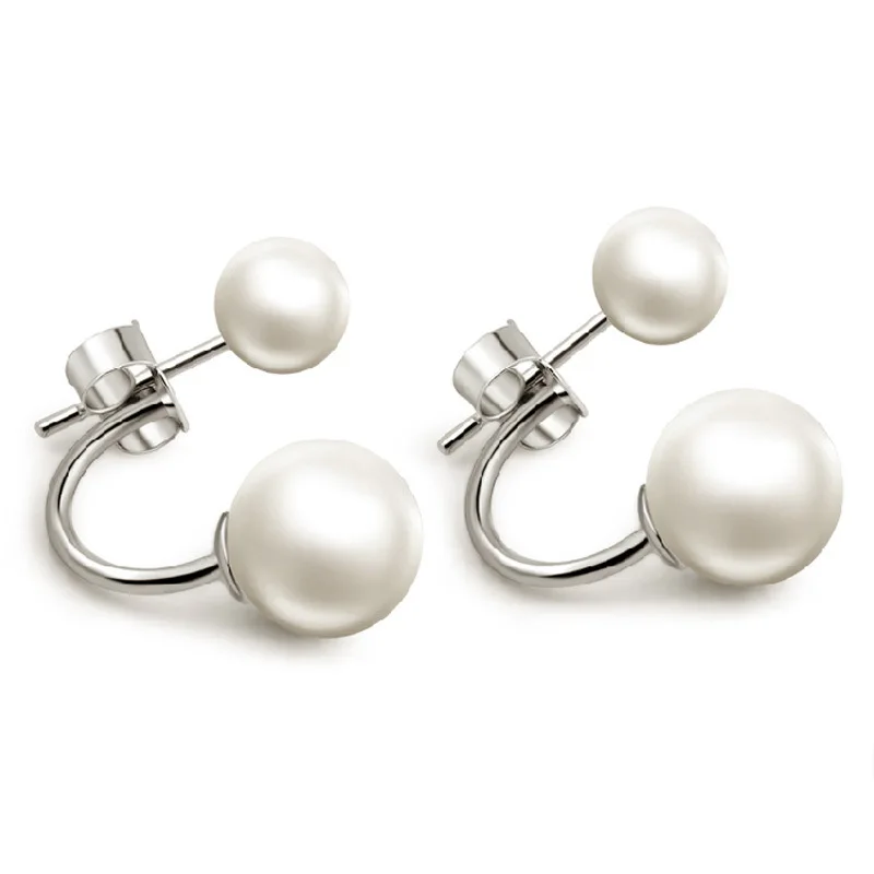 925 Sterling Silver Round Ear Studs With Pearl