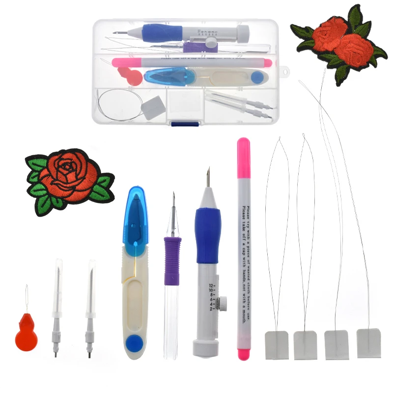 Hot magic embroidery pen punch tool kit embroidery stitching punch pen