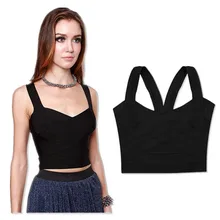 Черный v-образный вырез ремни летние сексуальные женские hl короткие вискозные эластичные трикотажные новые модные бандажные кроп-топ