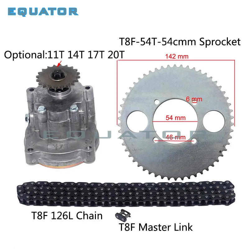 T8F барабан сцепления коробка передач Звездочка с цепью для 33cc 43cc 49cc Ty Rod II Go Kart мини мото байк скутер Xtreme ATV багги - Цвет: 54inner Dia 54T SET