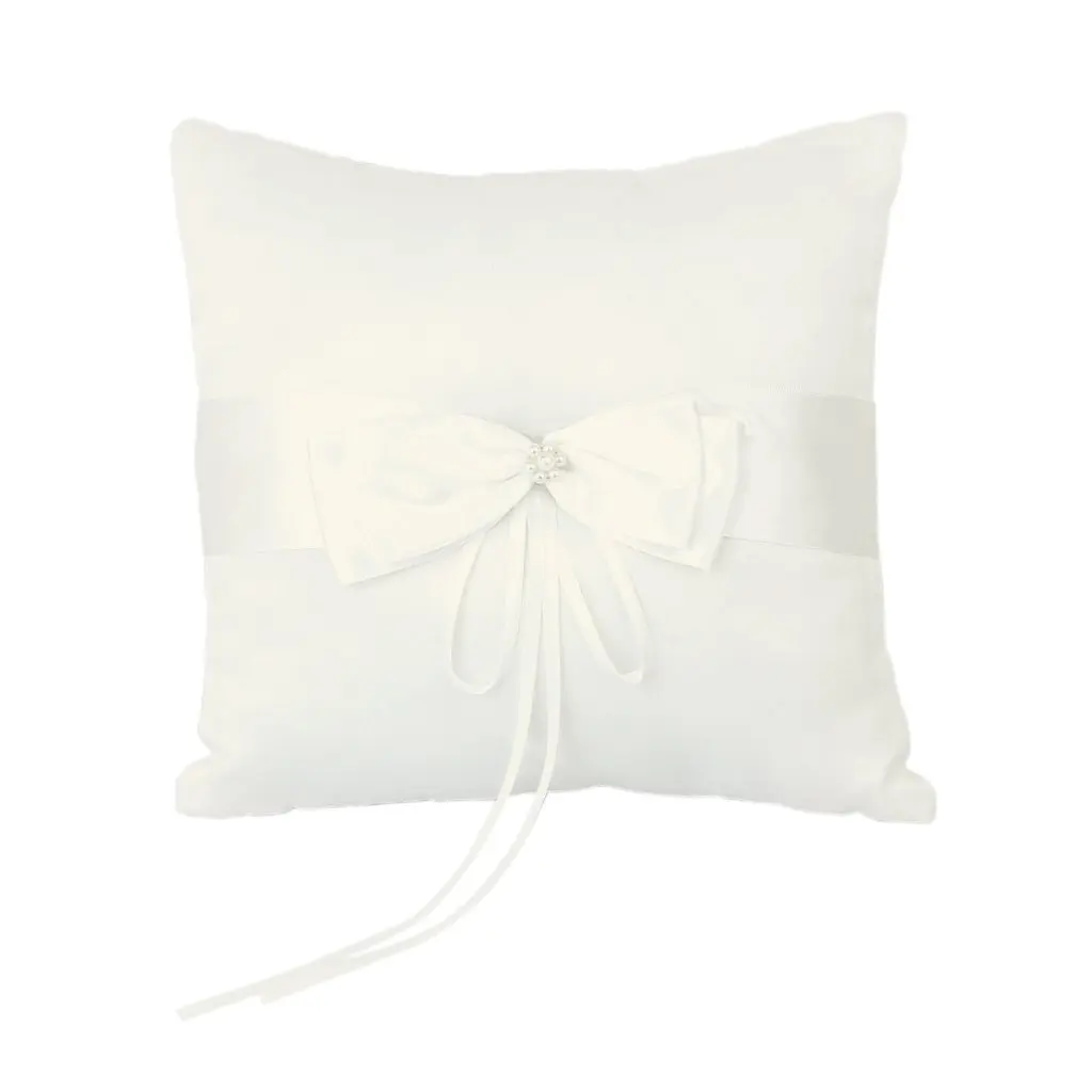 

Faux Pearl Decorated Wedding Ring Pillow Cushion Bearer 20 x 20cmIvory