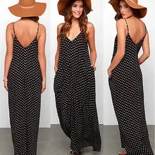 2018 vestido de verano para mujer de lunares Maxi vestido largo Casual verano playa gasa fiesta vestidos estilo barato vestidos de fiesta