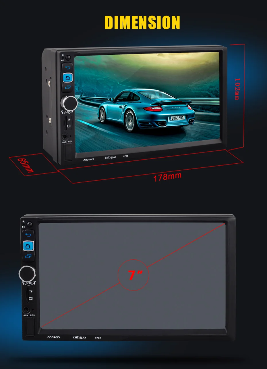 Best KANOR 2din Universal 7" Android Car Radio Stereo GPS Navigation Bluetooth USB SD Car Multimedia Player Audio Player Autoradio 7