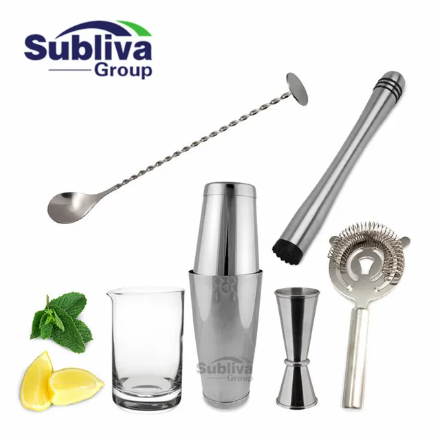 

6pcs/set Stainless Steel Liquor Cocktail Shaker Bar Wine Mixer Set Bartender Cocktail Hand Shaker Tool Kit Bar Tool