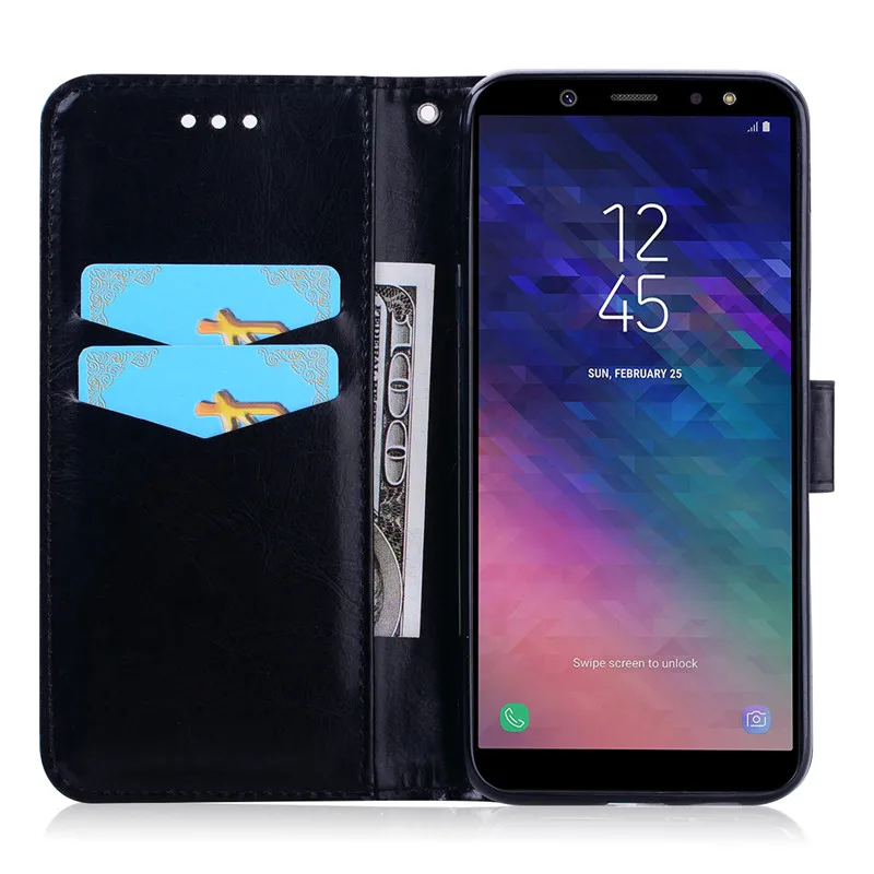 Case For Samsung Galaxy A6 2018 Soft TPU Silicone Phone Cover Leather Wallet Flip Case For Samsung Galaxy A6 A 6 Plus 2018 Case samsung silicone