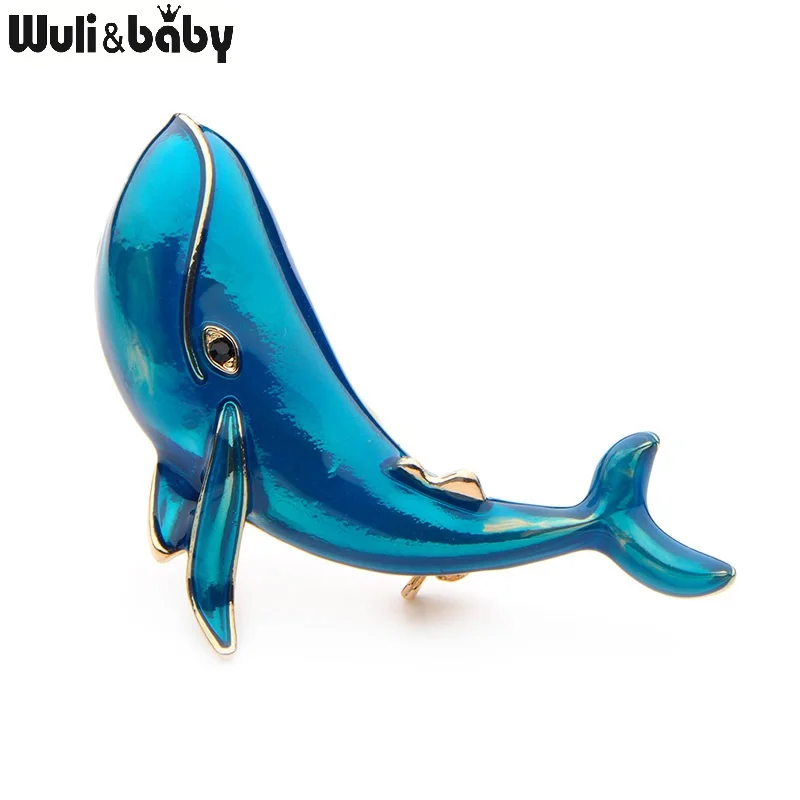 

Wuli&baby Blue Whale Enamel Dolphin Brooches Alloy Fish Animal Men Women's Weddings Party Banquet Brooch Lovely Gifts