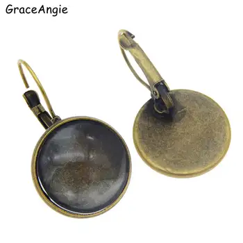 

GraceAngie 10pcs Antiqued Bronze Earring Clips Setting Tray Bezel with Matching Glass Cabochon Women Earring Making Findings