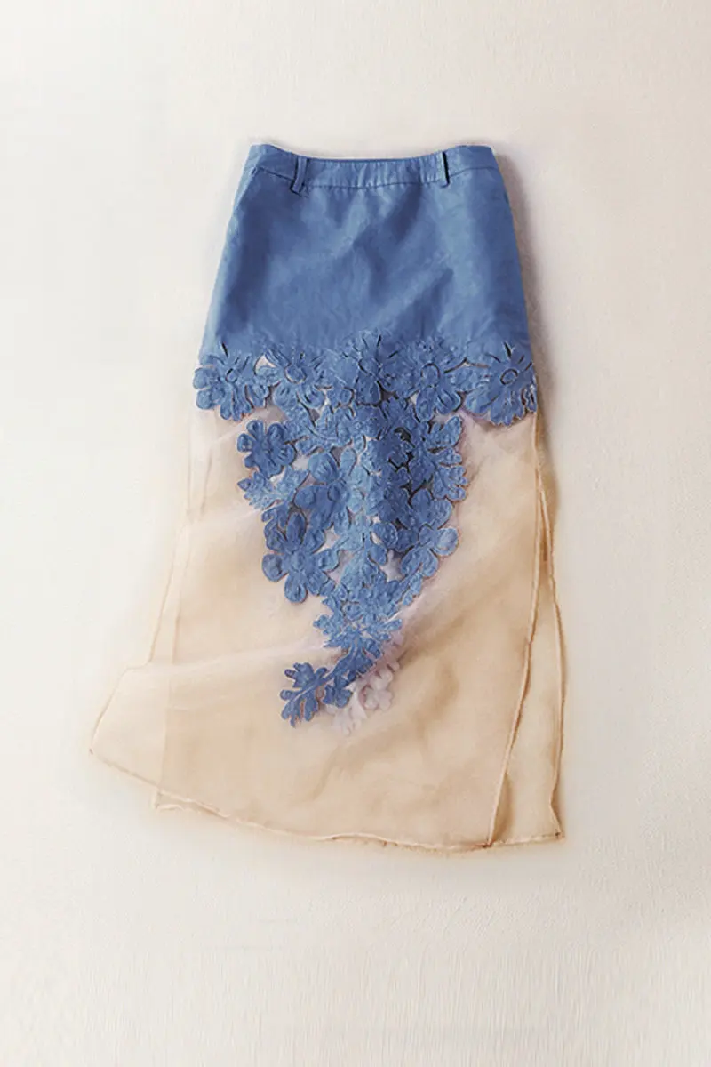 

women Denim skirt The technology of laser embroidery 2015 high-end custom long skirt cowboy Eugen mosaic female Tencel yarn