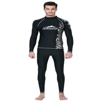 

SBART male sun swimsuit surf wear long sleeved jacket snorkeling swimwear clothes diving suit beanwear 714 silver suit T-shirt