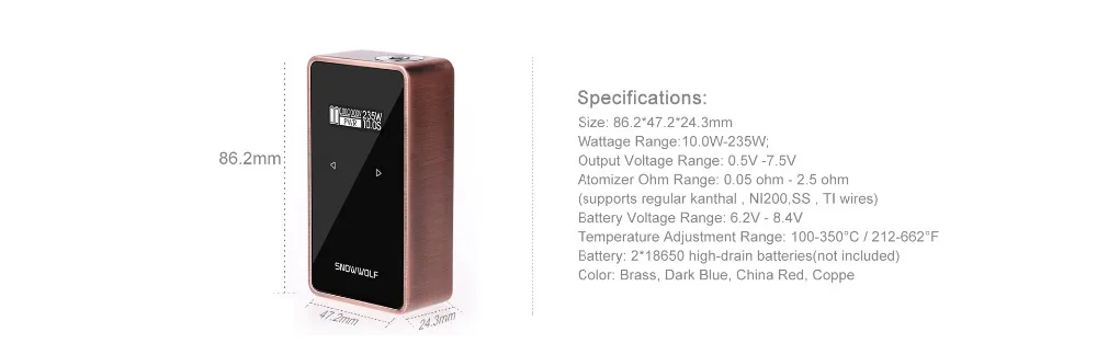 Оригинальный профиль Wotofo Unity RTA и Snowwolf 200 Вт C бокс vape Mod 235 TC электронная сигарета Vape