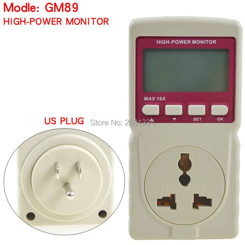 

Hight quality GM89 LCD Micro Power Meter Analyzer Monitor 16A high-power air conditioning Tester Ammeter power monitor US Plug