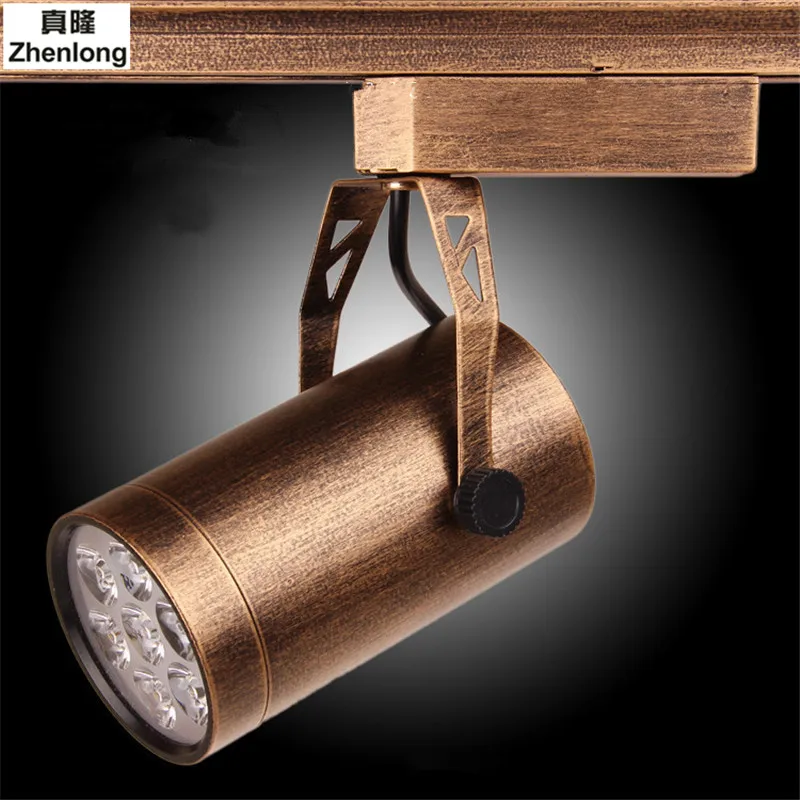 Retro Spotlights Downlight COB Antique Copper Clothing Store Lighting Dedicated Track Lights Nostalgic Bar European Down Lamp