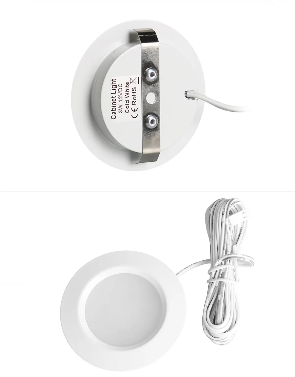 LED Cabinet Lights 12V 3W Kitchen Counter Furniture Shelf Lighting Under Cupboard Wardrobe Furniture Decoration Round Puck Lamps3