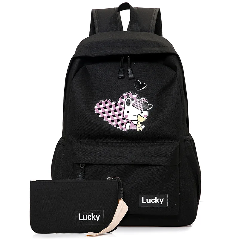 Cute cartoon print children school backpack for teen girls Large capacity thick canvas ladies ...