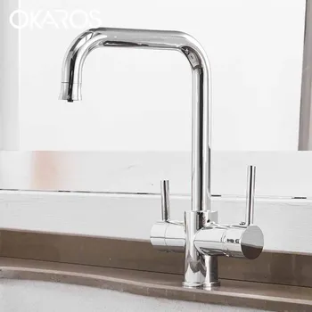 

OKAROS Chrome Purification Kitchen Faucet Water Brass Purifier Filter Sink Faucet Dual Handle Drinking Water Mixer Tap C030
