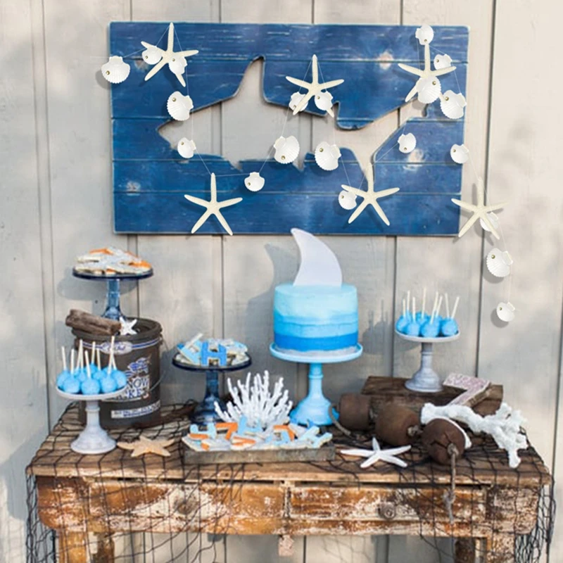 Белая ракушка Морская звезда бумага Гарланд висящий баннер детская игрушка в ванную тему Русалка день рождения под морем вечерние свадебные украшения