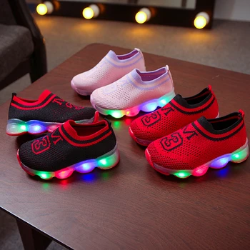 

Baby Boys Breathable Anti-Slip LED Design Sneakers Girls Soft Soled Walking Shoes First Walkers