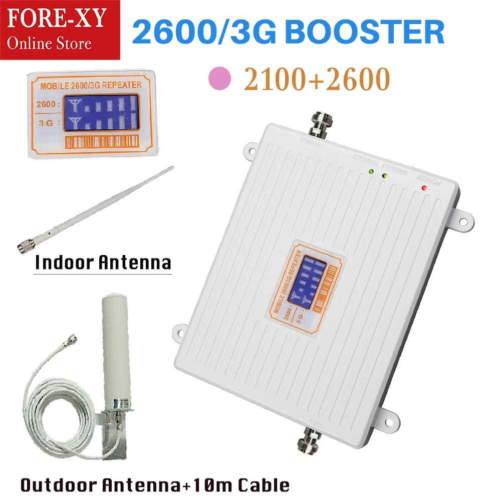 

Repeatnet 3G 4G Dual Band Signal Booster WCDMA 2100mhz LTE 2600mhz Big Power Smart Mobile Cellular Amplifier Repeater For Europe