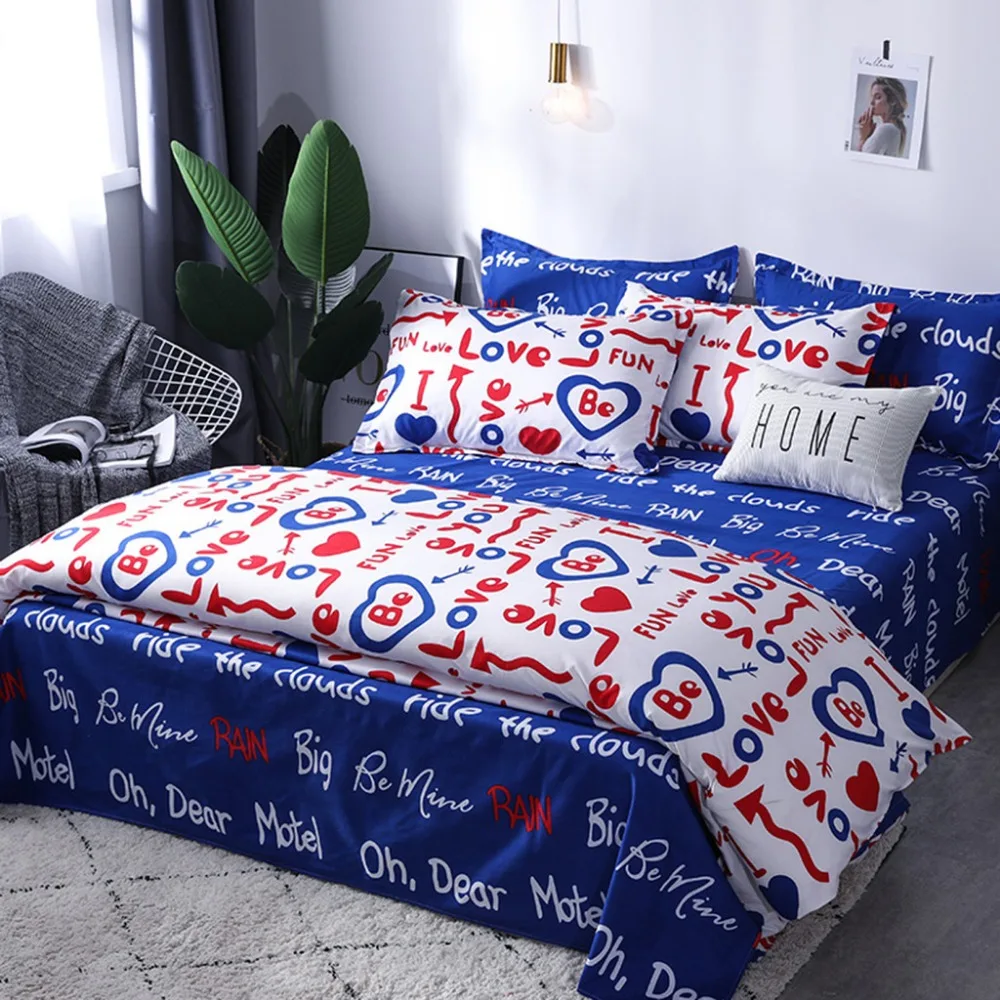 

Quilt Cover Set Polyester Bed Cover Set Four Piece Bedding Tribute Cotton Pillowcase Creative Pattern Full Size L715
