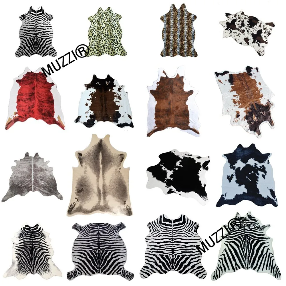 Модный ковер из воловьей кожи с полосками зебры, белый тигр, леопард, искусственный мех, ворсинки, черный медведь, подушка из овечьей шерсти