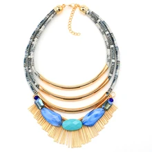 Estilo tribal Bohemio nueva moda de las mujeres collar y colgantes de Largo collar de múltiples capas del tubo de cuero de moda collar de la declaración