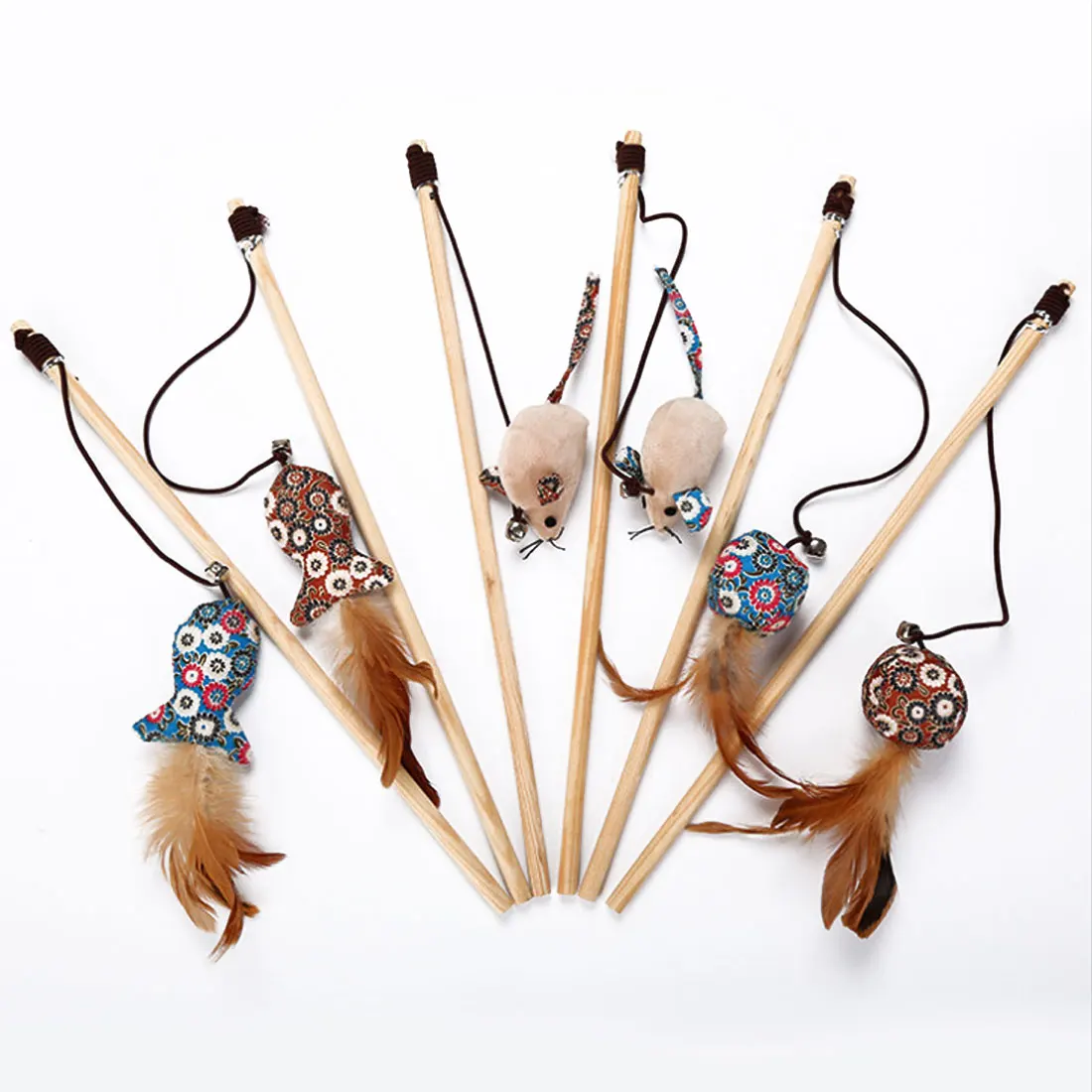 Cat Supplies Product Teaser Wand Rod Cat Pet Toys Feather Wand Kitten