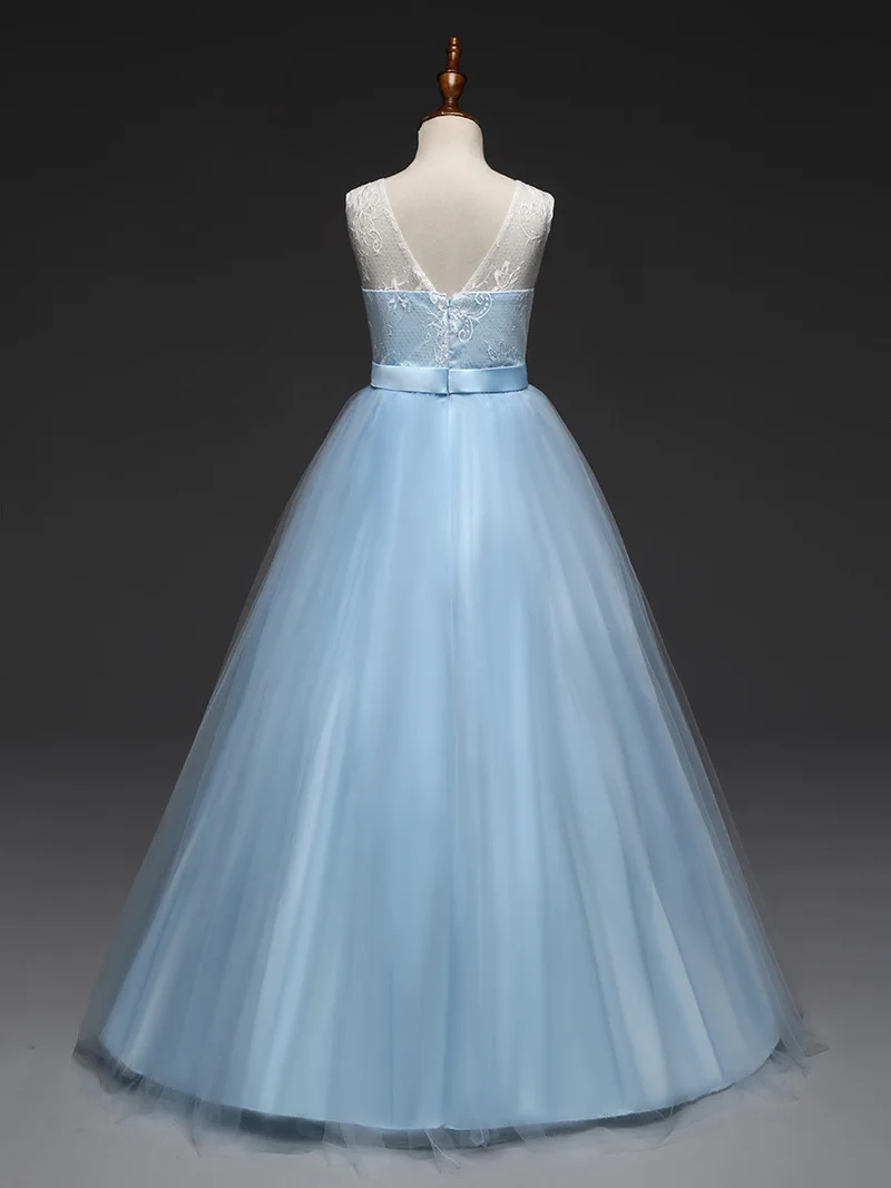 Filles Maxi Robe De Mariage Enfants Bal Longue Robe Lavande Bleu Clair Rose Vif Rouge Blanc Menthe Vert Robes De Bal Pour Enfants