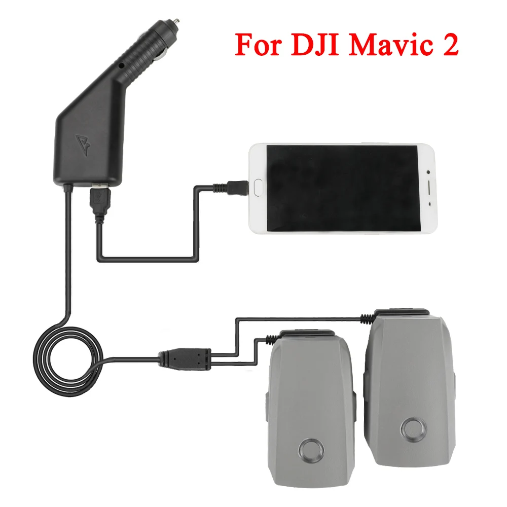 

3 in 1 Car Charger for DJI Mavic 2 Pro/Zoom Battery Remote Controller Spare Parts Outdoor Travel Charger with USB port