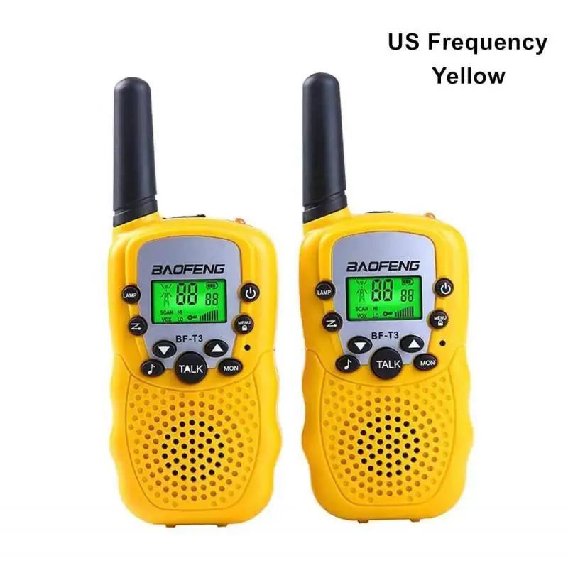 Yellow US 2 шт Baofeng мини BF-T3 портативная рация радио для детей на открытом воздухе кемпинга 22CH UHF 462-467 МГц до-3 км портативное переговорное устройство - Цвет: Yellow US