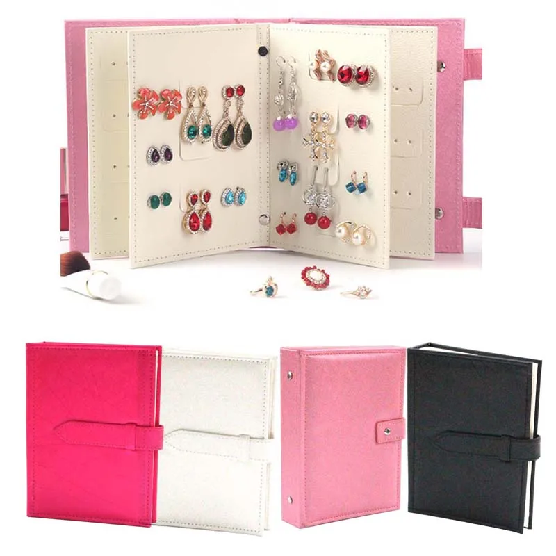Jewelry Organizer Portable Earring Holder Travel Jewelry Case Pu