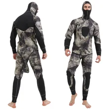 SBART мужской 5 мм неопреновый эластичный костюм для подводного плавания, рыбалки, подводного плавания, подводного плавания, зимний теплый костюм из двух предметов с капюшоном