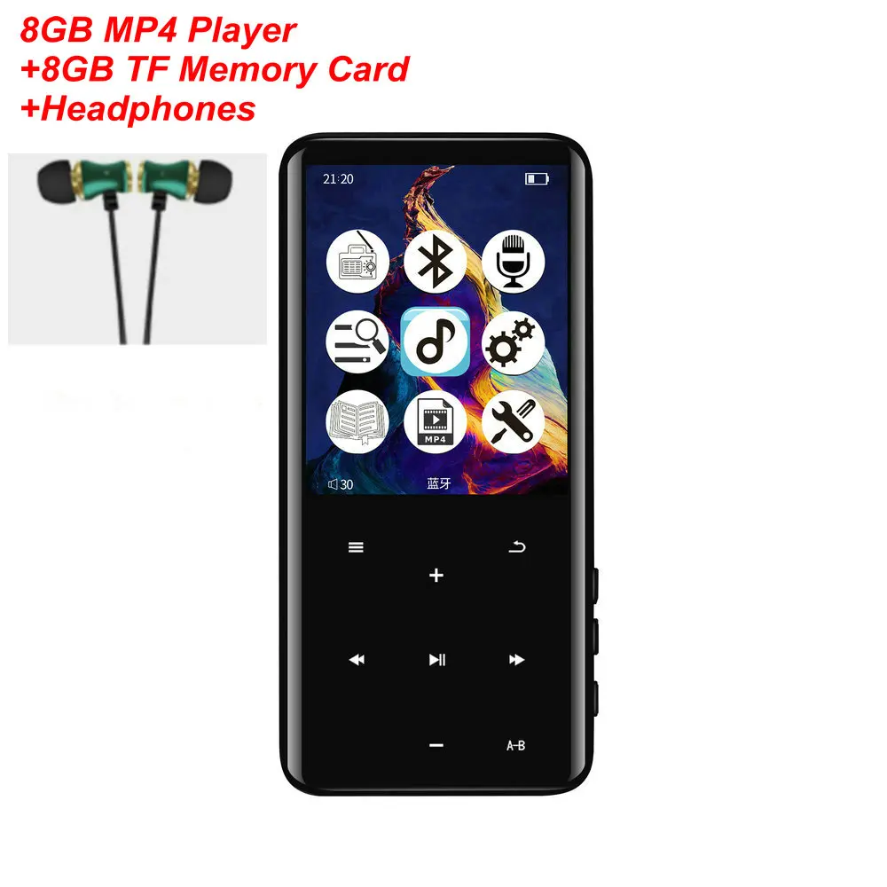 MP4 плеер портативный Bluetooth 4,0 MP3 мультимедийный MP 4 Тонкий 2,4 дюймов сенсорный экран fm-радио видео HiFi плеер SD карта до 32 Гб - Цвет: New Package 8G Card