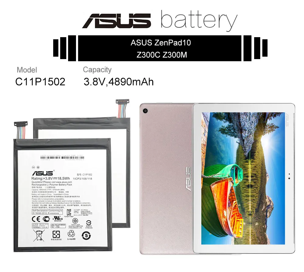 ASUS сменный аккумулятор для телефона C11P1502 4890 мАч для ASUS ZenPad 10 Z300CG Z300CL P01T Z300M Z300C P023 10,1 Бесплатные инструменты