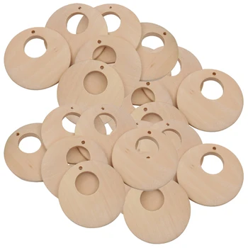 

50pcs Unfinished Natural Wood Pendants Earring Ring Big Hole Charms Findings