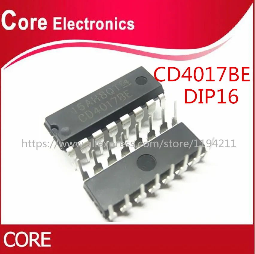 100 шт CD4017 CD4017B CD4017BE 4017 DIP 16 10 счетчик делитель IC лучшее качество|Интегральные схемы|