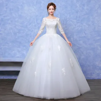 

Holievery Lace Tulle Ball Gown Wedding Dresses with Appliques 2019 Scoop Neck Bridal Gowns Floor Length Wedding Gown Vestido
